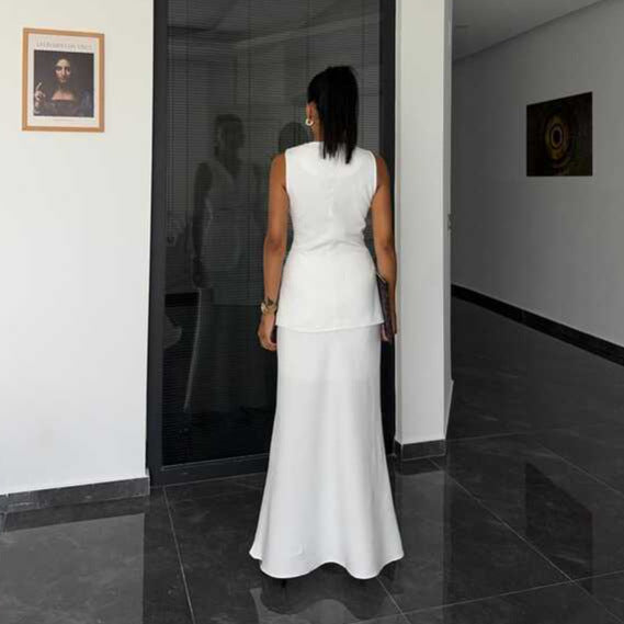 Vest and High Waist Skirt Two-piece Set