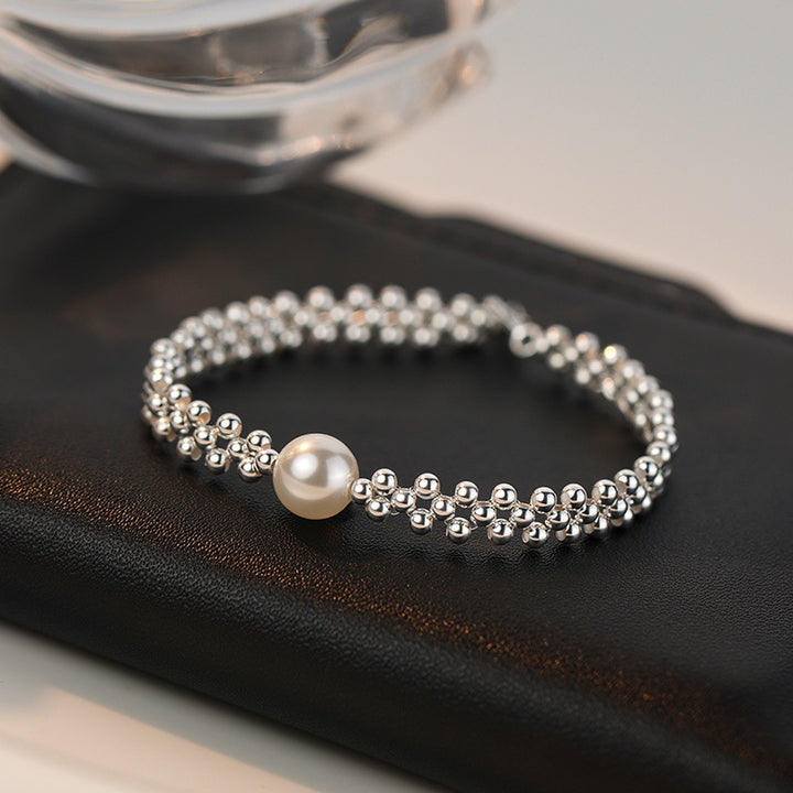 Pulsera de perlas de plata pura, Pulsera de lujo ligero