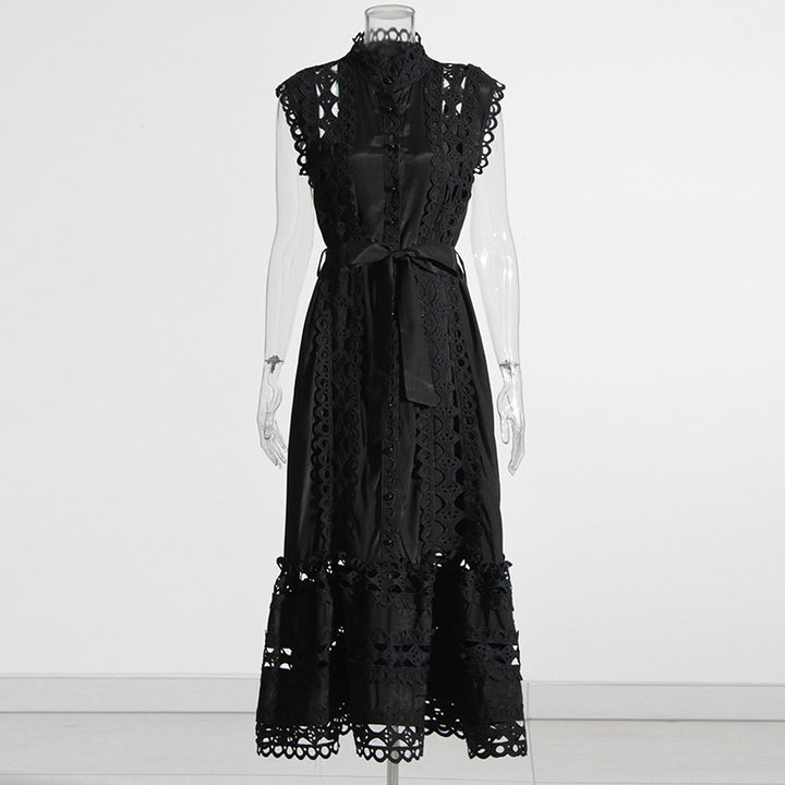 Round Neck Sleeveless See-through Dress For Women