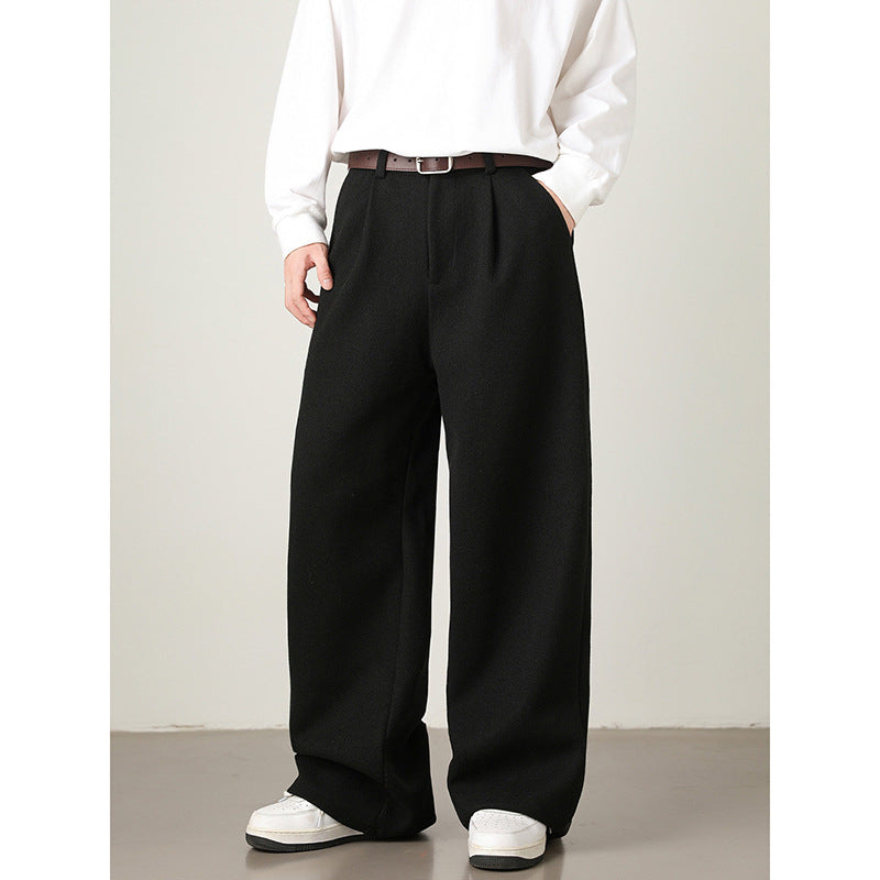 Thickened Wide-leg Pants Old-money Style Straight-leg