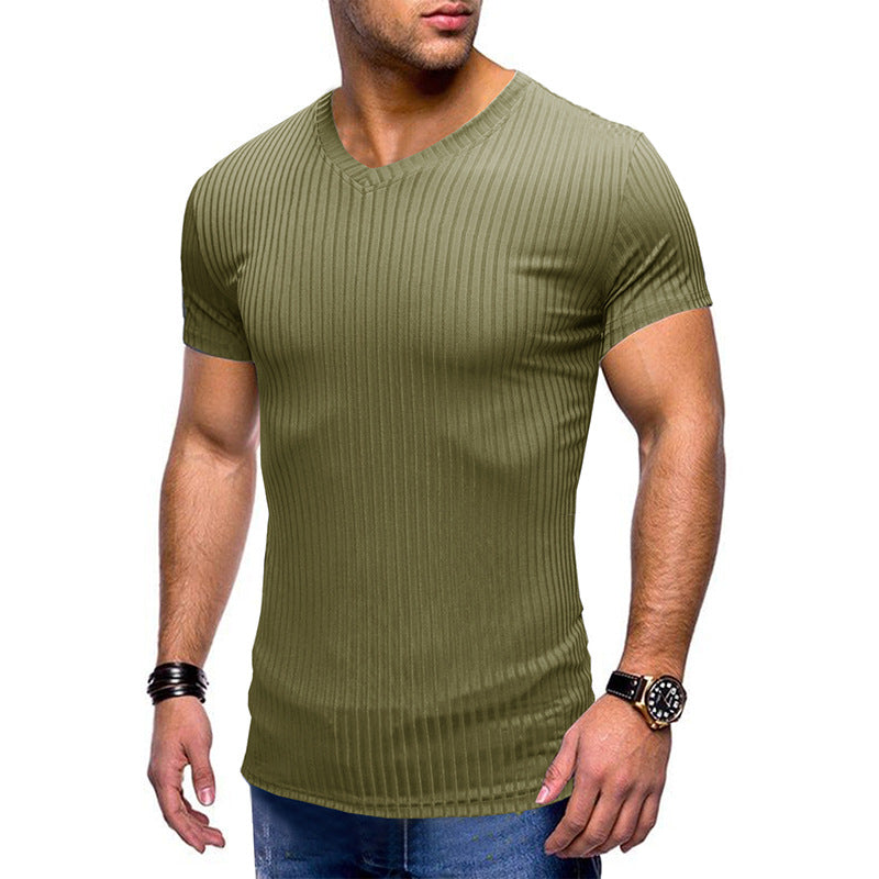 Solid Color Small V Neck European And American Men&