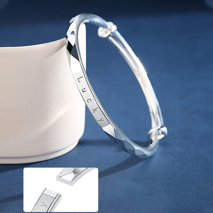 Pulsera de plata de ley para mujer, pulsera de plata 999 pura, pulsera de la suerte