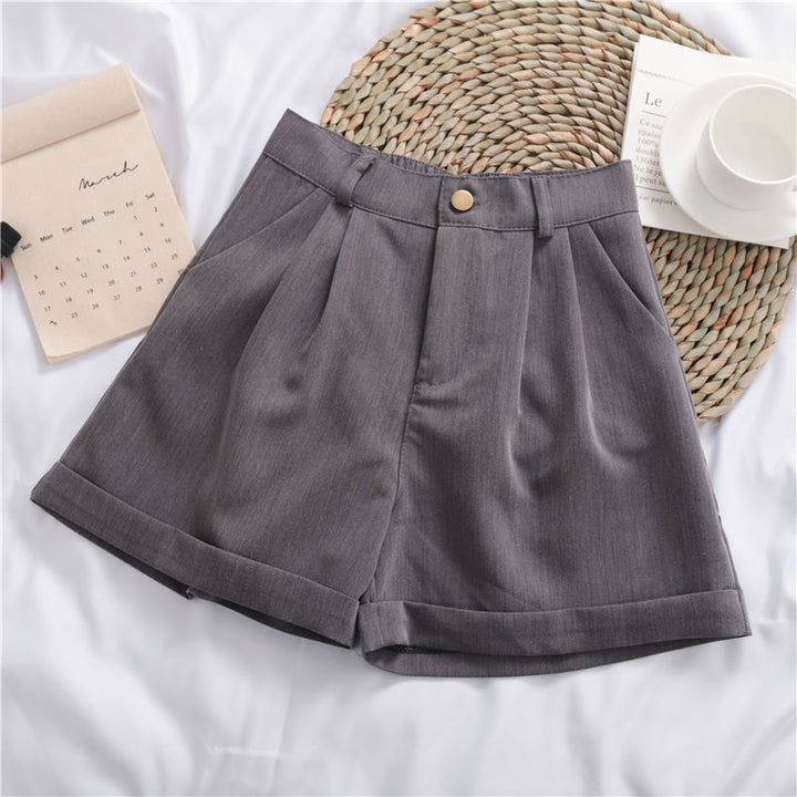 Pantalones cortos casuales de pernera ancha, de color sólido, enrollables y que combinan con todo