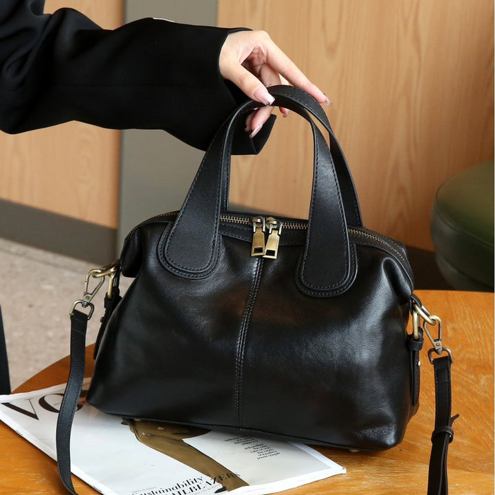 Bolso de mano grande de piel auténtica de alta gama