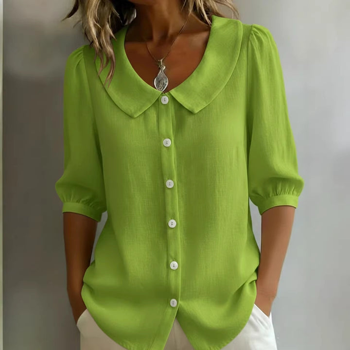 Collared Short-sleeve Blouse Fashion Casual Versatile Loose Shirt Women&