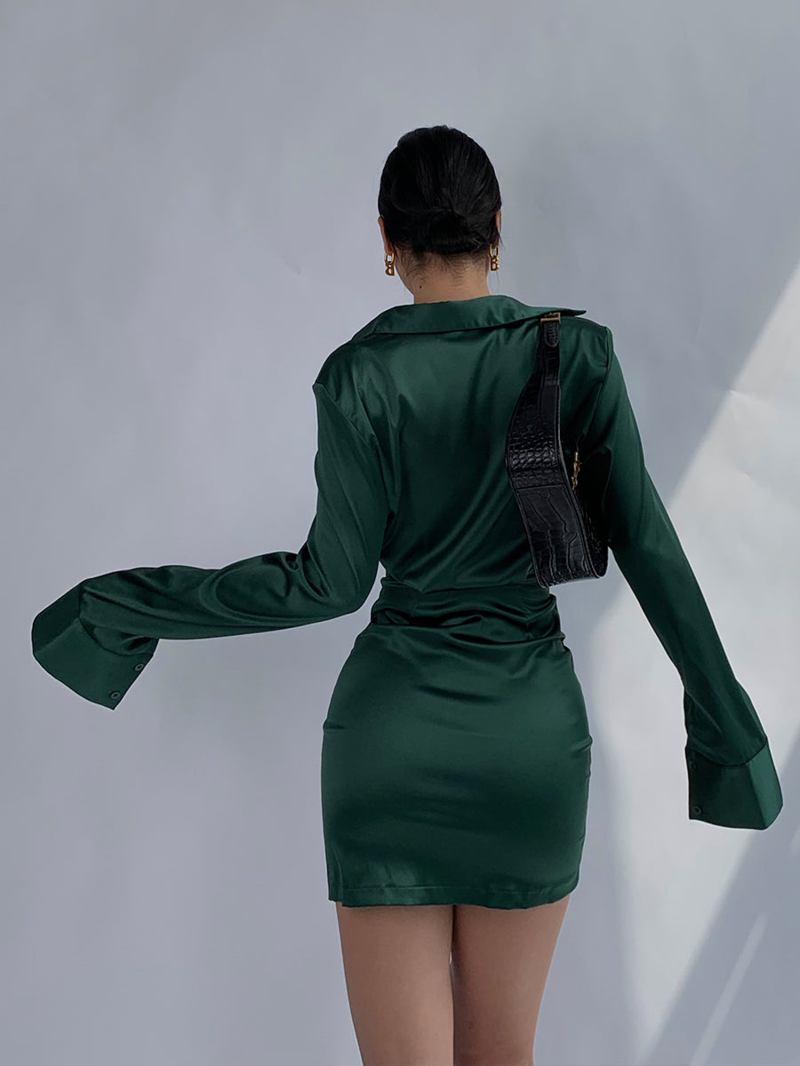 Blue Shirt Dress Women&