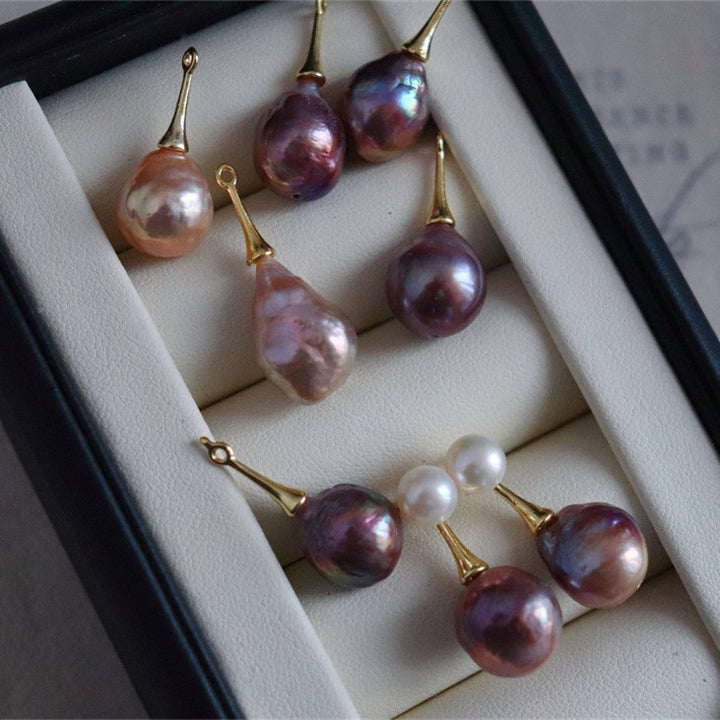 Pendientes barrocos de perlas, pendientes de plata de doble uso