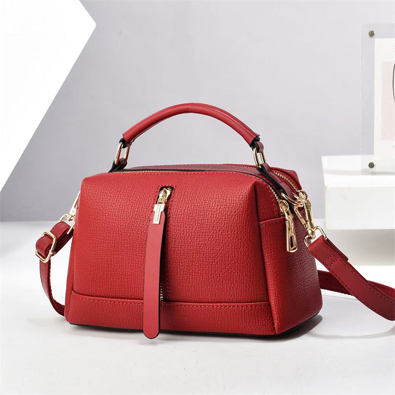 Bolso de mano clásico carmín - Venta de bolso de hombro tipo bandolera de piel sintética, con logo personalizado, nuevo estilo, pequeño cuadrado, cremallera, gran capacidad, para mujer, casual