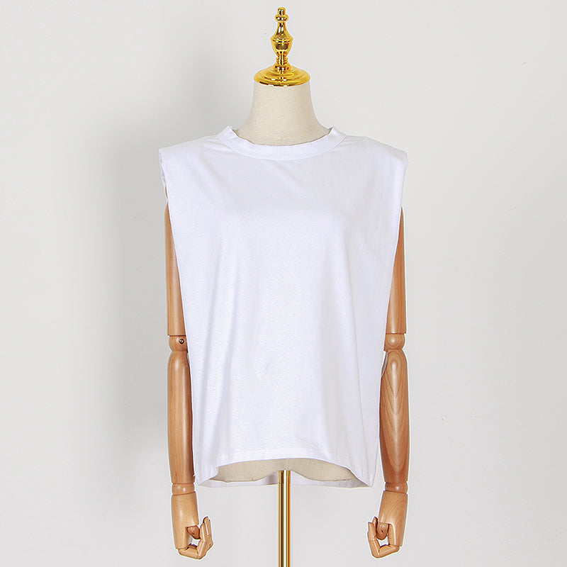 Camiseta sin mangas de cuello redondo casual para mujer