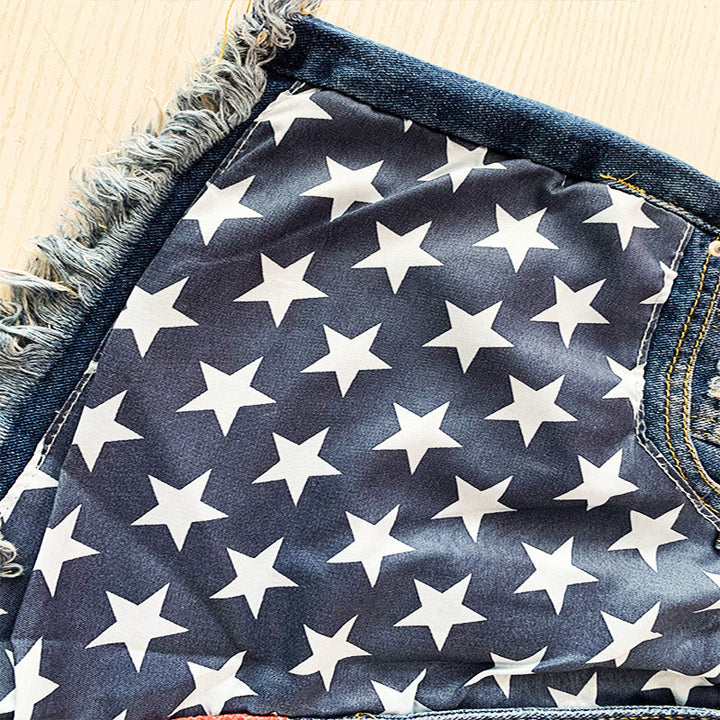 American Flag Denim Shorts For Women