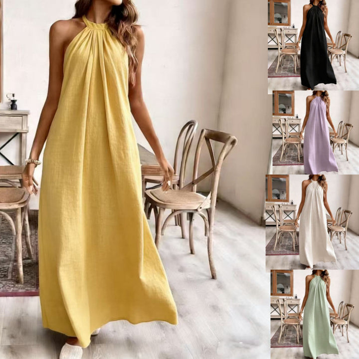 Vacation Style Relaxed Chic Halter Maxi Dress
