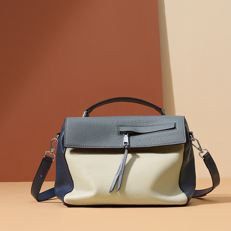 Sac messager portable en cuir de vachette