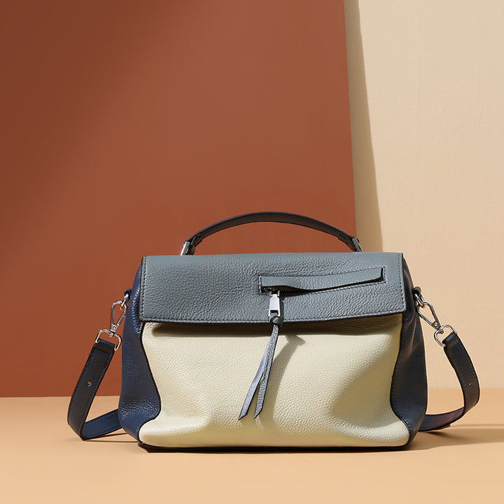 Sac messager portable en cuir de vachette