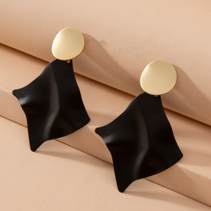 Pendientes geométricos retro, pendientes negros y dorados