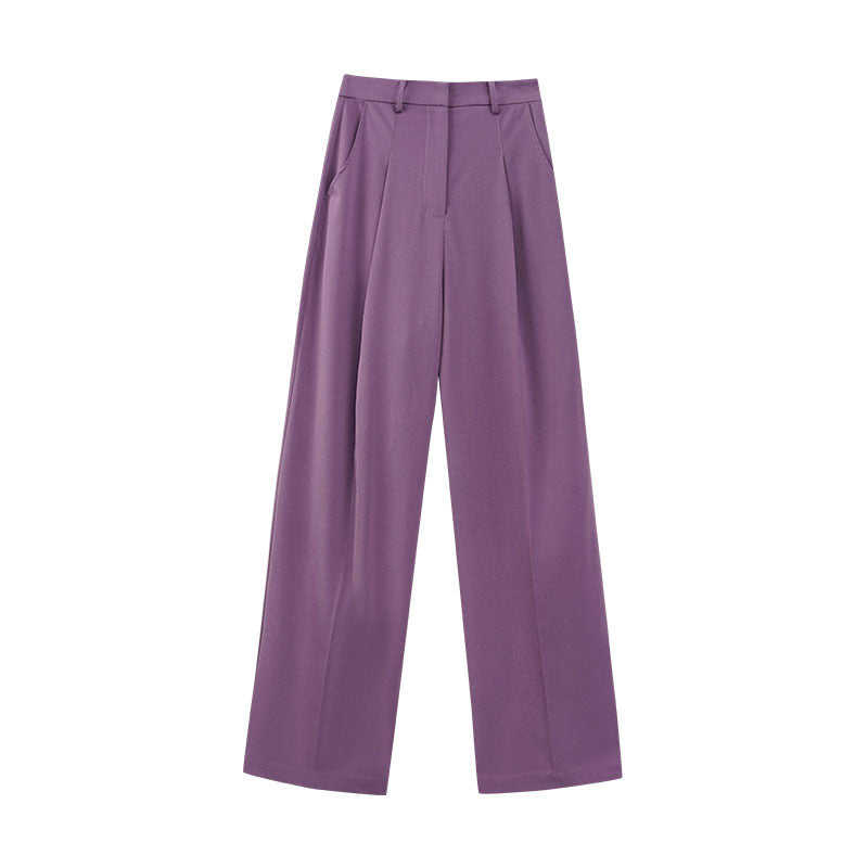 Draped purple straight pants