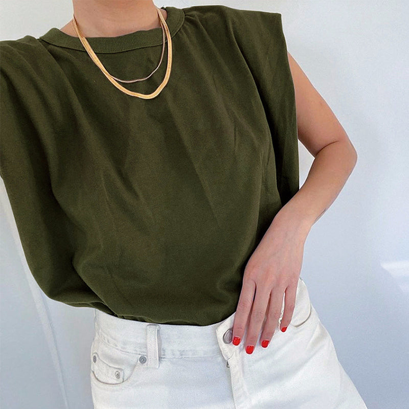 Camiseta sin mangas de cuello redondo casual para mujer