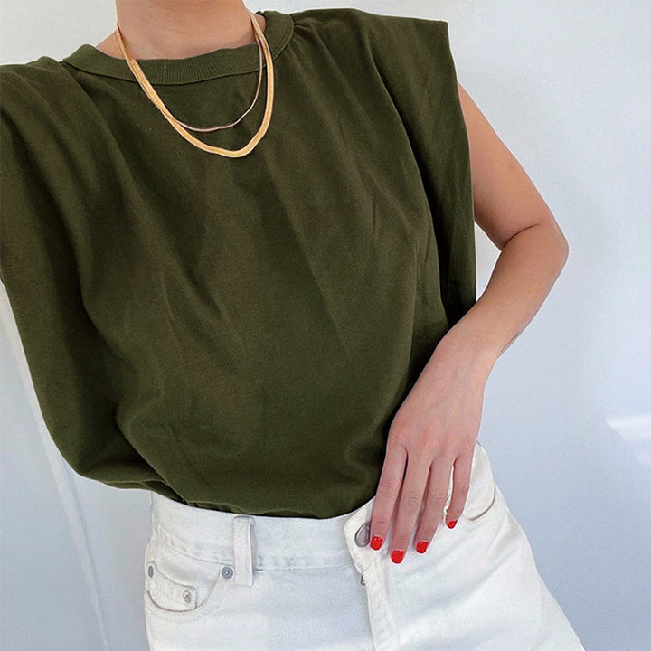 Camiseta sin mangas de cuello redondo casual para mujer