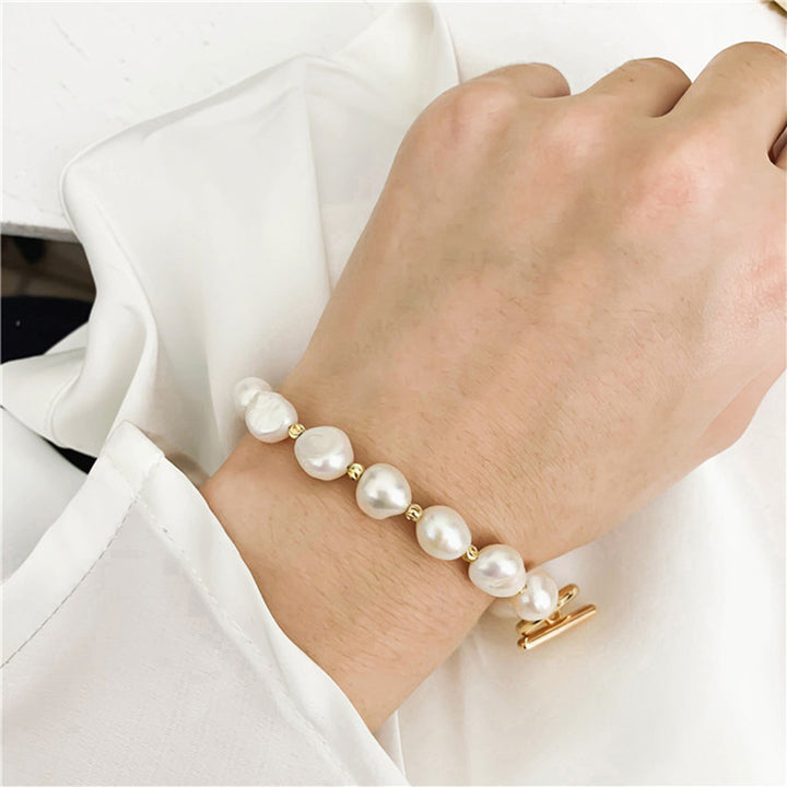 Pulsera redonda de oro Pulsera de perlas
