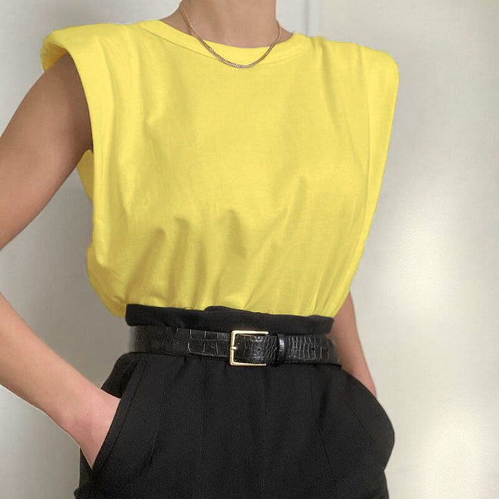 Camiseta sin mangas de cuello redondo casual para mujer