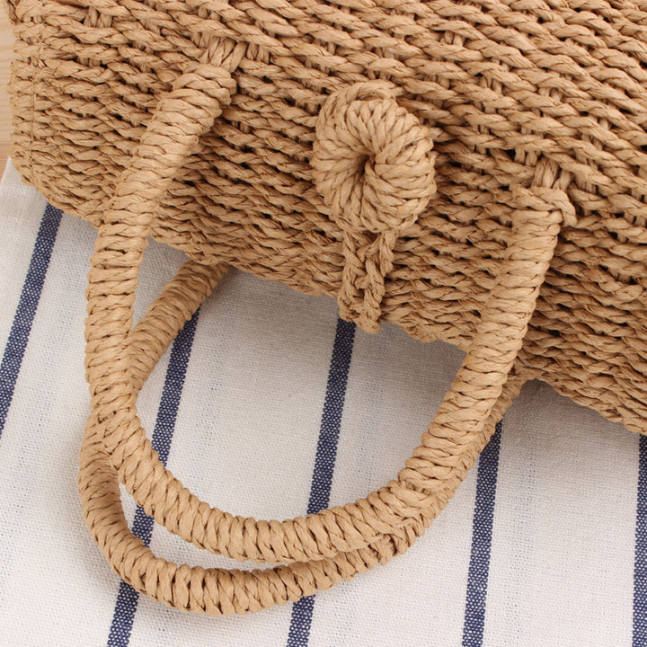 Bolso de paja informal para playa con correa cruzada
