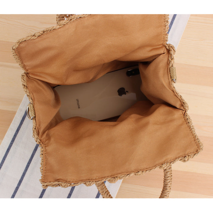 Bolso de paja informal para playa con correa cruzada