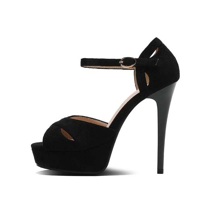 Sandalias de tacón de aguja con plataforma y boca de pez para mujer