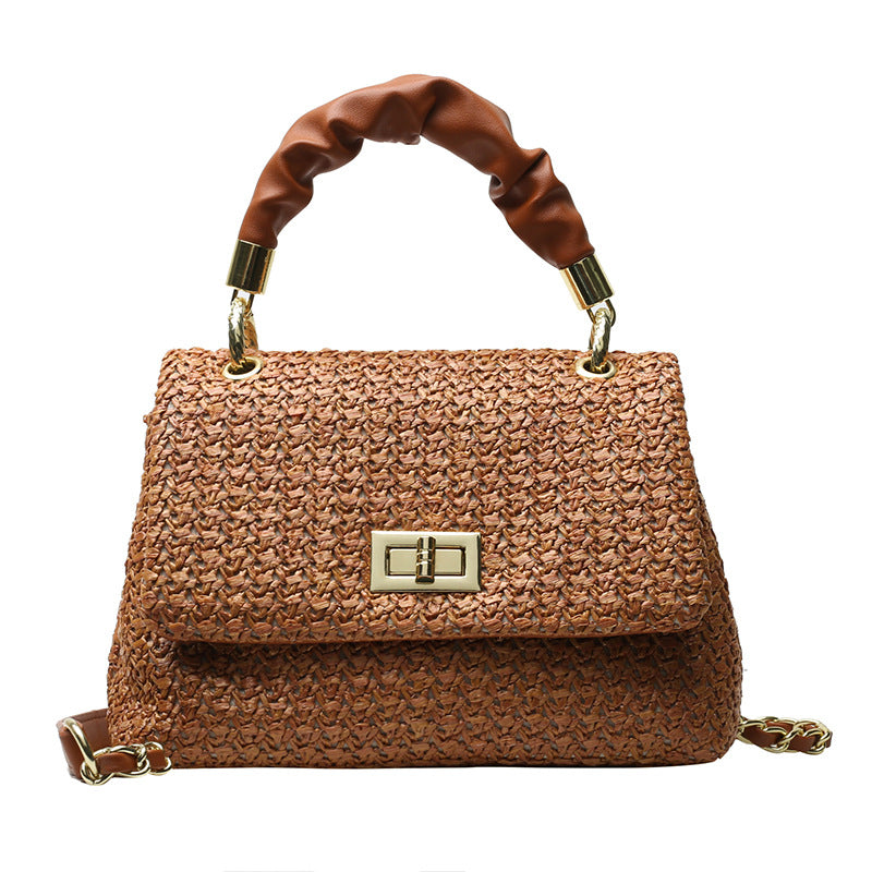 Bolso de mano plegable de moda Bolso de paja tejido Popular Bolso de playa para vacaciones Bolso de mano plegable de moda Bolso de paja tejido Popular Bolso de playa para vacaciones