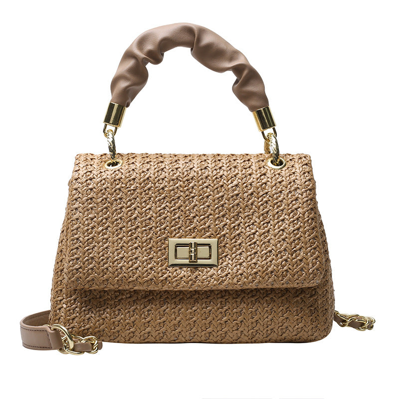 Bolso de mano plegable de moda Bolso de paja tejido Popular Bolso de playa para vacaciones Bolso de mano plegable de moda Bolso de paja tejido Popular Bolso de playa para vacaciones