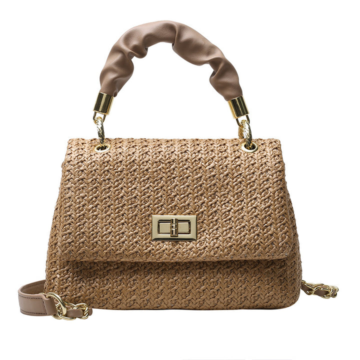 Bolso de mano plegable de moda Bolso de paja tejido Popular Bolso de playa para vacaciones Bolso de mano plegable de moda Bolso de paja tejido Popular Bolso de playa para vacaciones