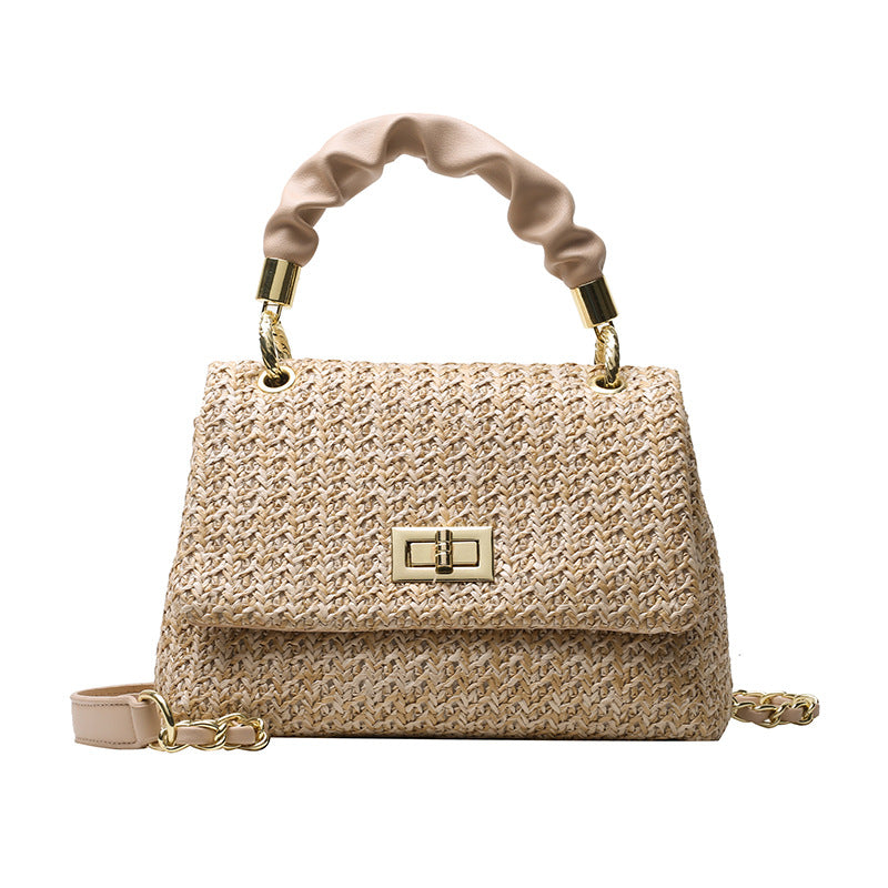 Bolso de mano plegable de moda Bolso de paja tejido Popular Bolso de playa para vacaciones Bolso de mano plegable de moda Bolso de paja tejido Popular Bolso de playa para vacaciones
