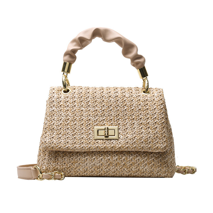 Bolso de mano plegable de moda Bolso de paja tejido Popular Bolso de playa para vacaciones Bolso de mano plegable de moda Bolso de paja tejido Popular Bolso de playa para vacaciones