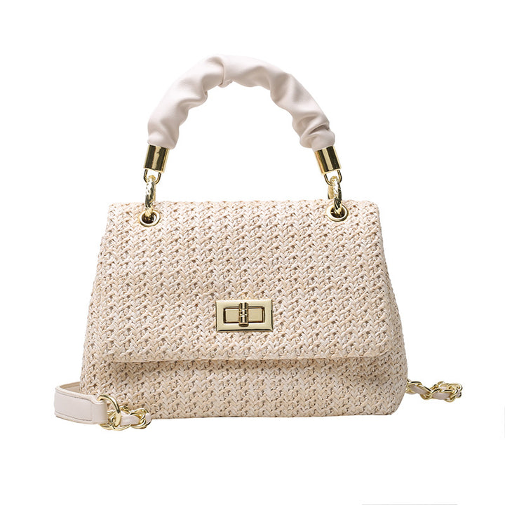 Bolso de mano plegable de moda Bolso de paja tejido Popular Bolso de playa para vacaciones Bolso de mano plegable de moda Bolso de paja tejido Popular Bolso de playa para vacaciones
