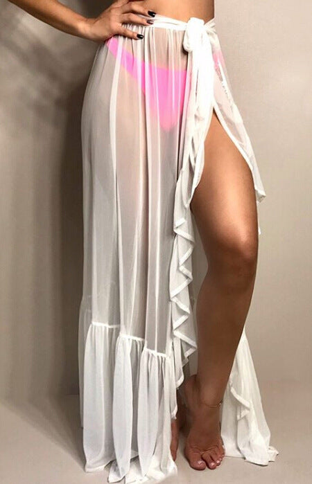 mesh skirt beach sexy beach vacation sunscreen bikini outer cover