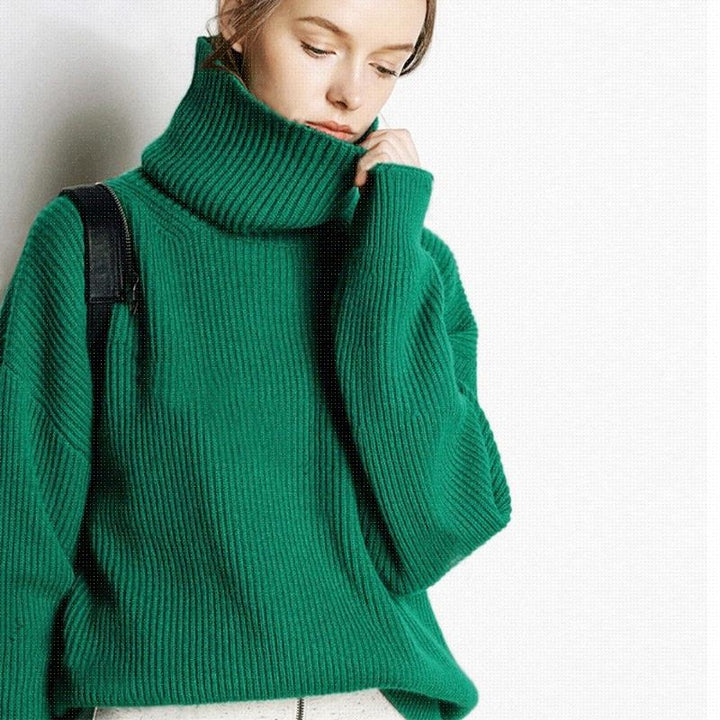 Suéter de Cachemir para Mujer Cuello Alto Jerséis Tops Liso