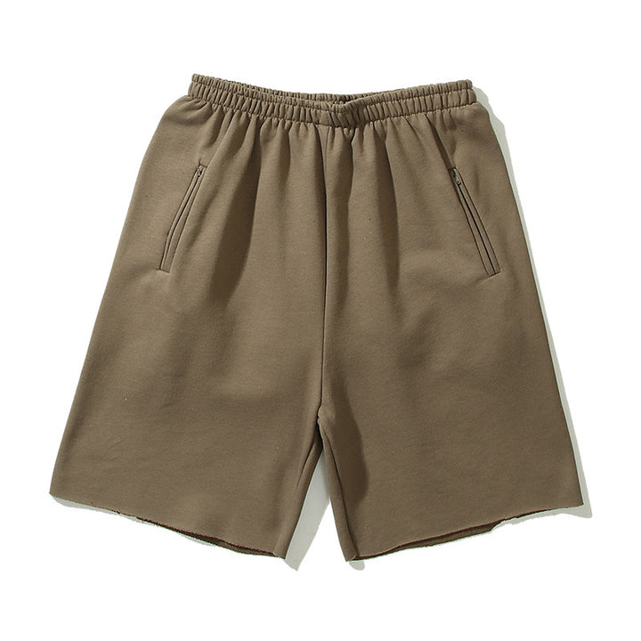Washed High Waist Loose Midi Shorts For Men And Women