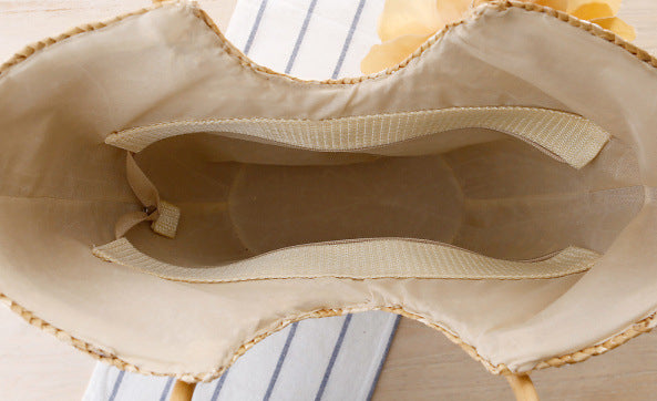Bolso de playa de paja de moda con flor