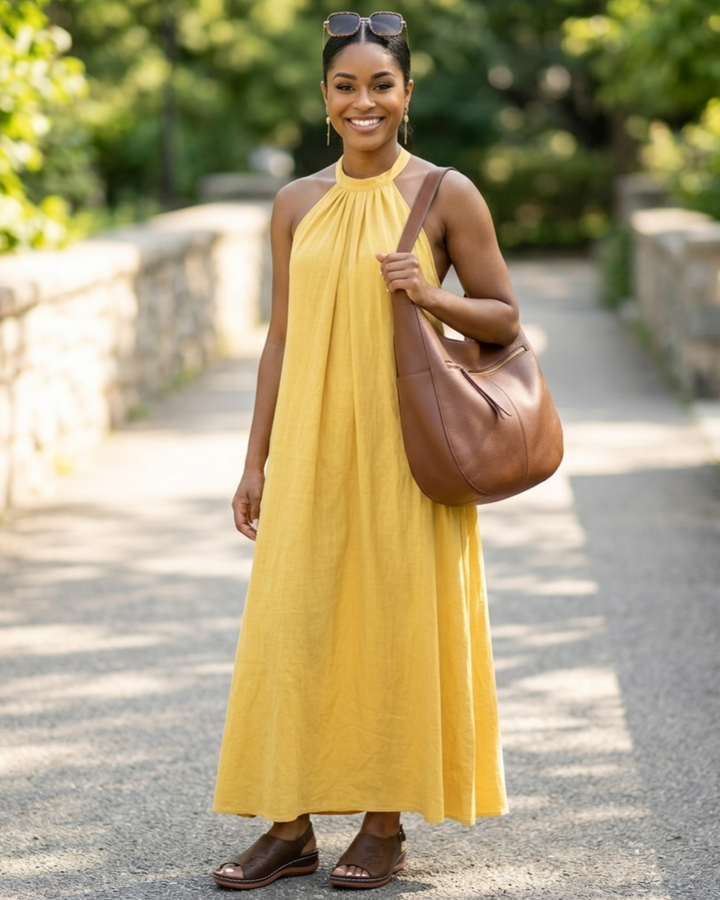 Vacation Style Relaxed Chic Halter Maxi Dress
