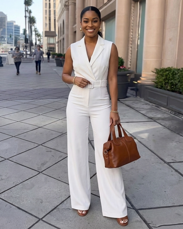 Solid Color Low Neck Sleeveless Tight Jumpsuit
