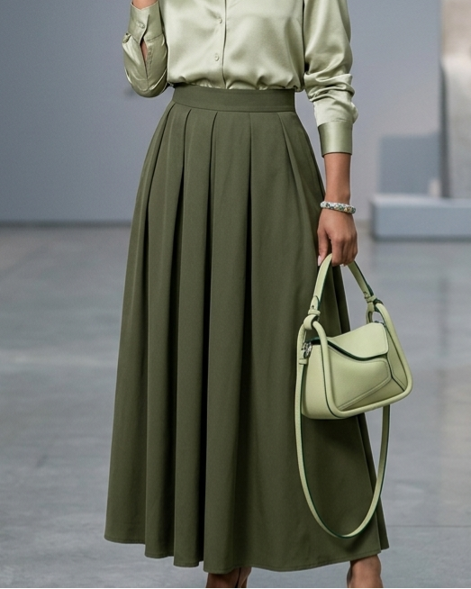 Solid-color High-waisted Womens Sexy Midi Skirt
