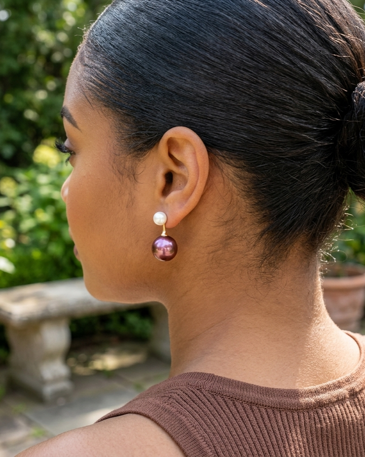 Pendientes barrocos de perlas, pendientes de plata de doble uso