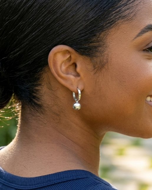 S925 Sterling Silver Earrings Round Beads Ladies Earrings