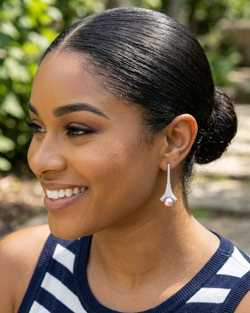 Natural Pearl Earrings Pure Silver Women&