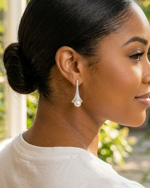 Natural Pearl Earrings Pure Silver Women&