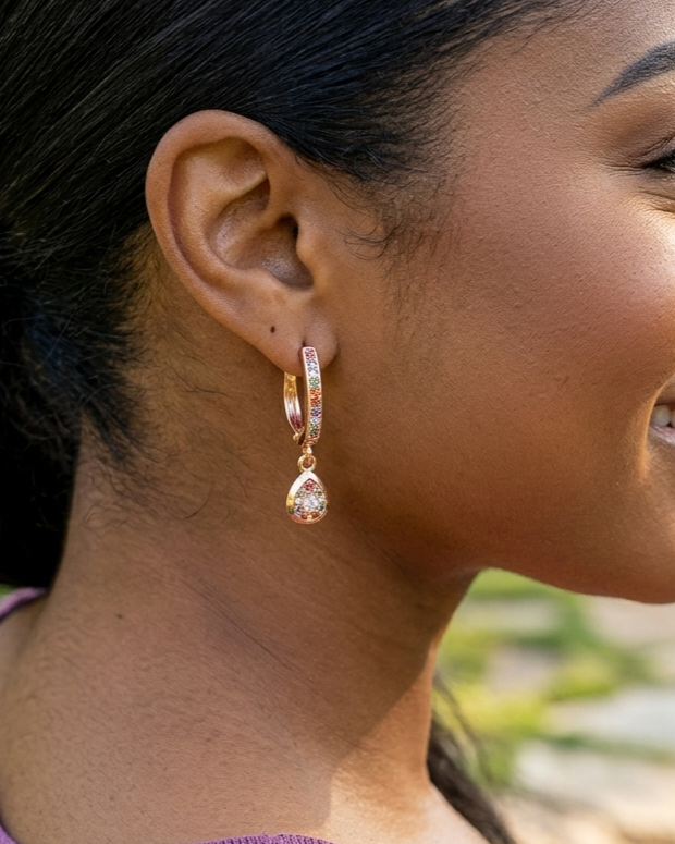 Stud Earrings For Women Rose Gold Stud Earrings Simple Colorful Zircon