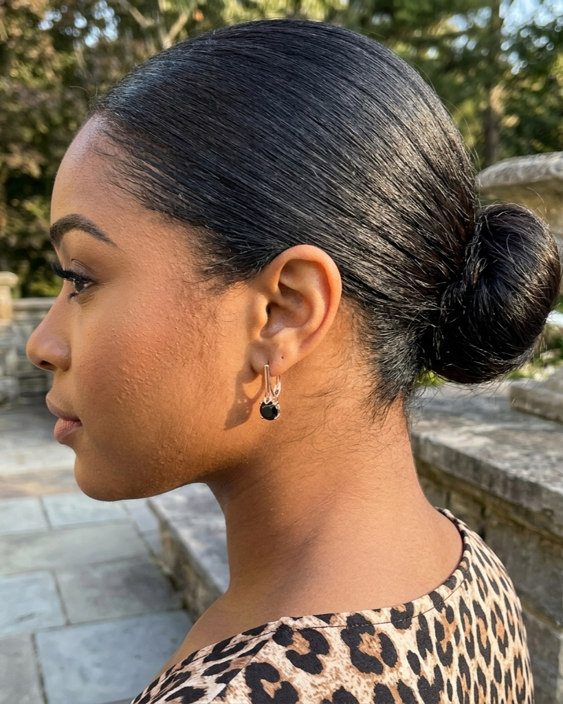 Pendientes de Circonita Negra Románticos de Oro Rosa de Moda