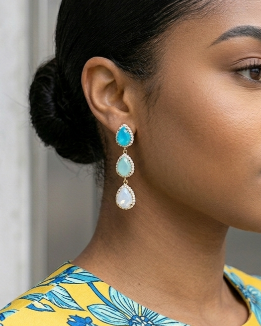 Pendientes largos Aobao verdes para mujer