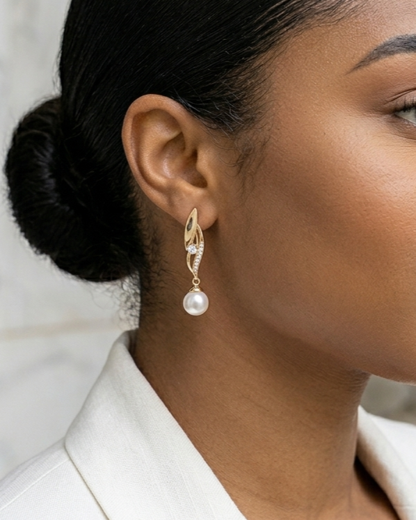 Pendientes de mujer de moda Perla Circonita Oro Rosa