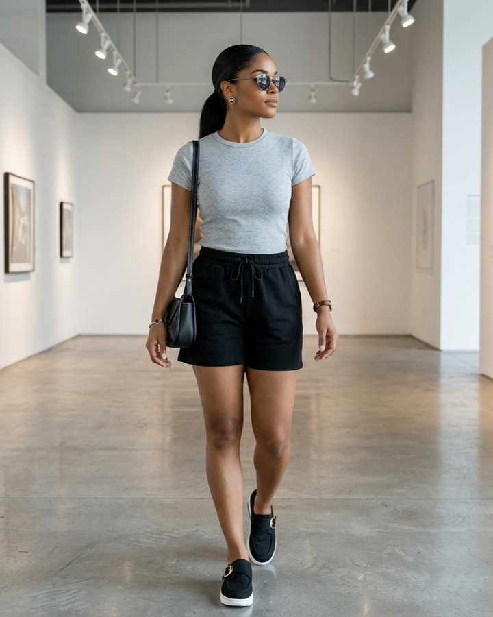 Washed High Waist Loose Midi Shorts For Men And Women