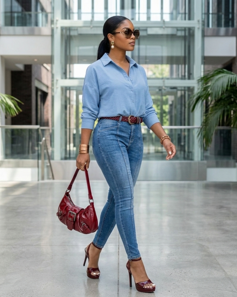 Womens Slim-Fit Patchwork Denim Jeans With Exposed Seams And Three-Dimensional Tailoring