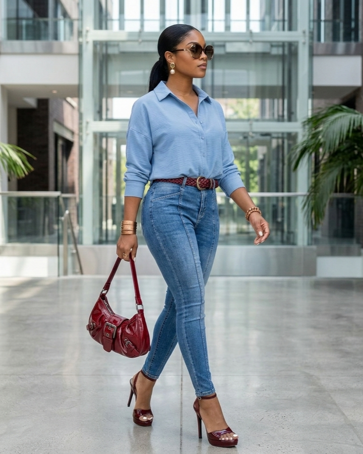 Womens Slim-Fit Patchwork Denim Jeans With Exposed Seams And Three-Dimensional Tailoring